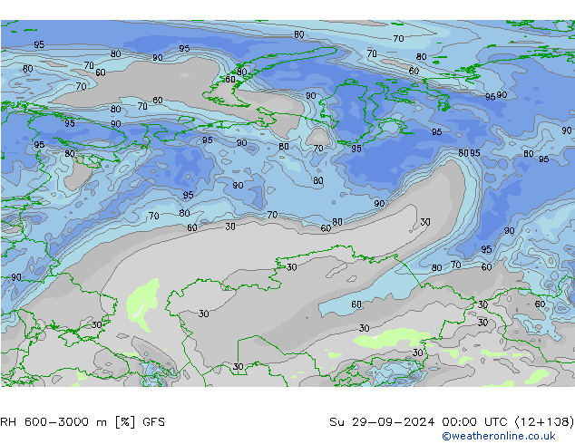 RH 600-3000 m GFS dom 29.09.2024 00 UTC