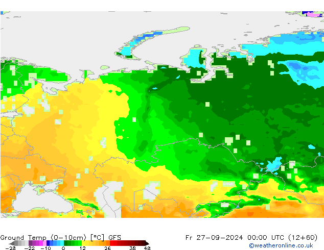 Ground Temp (0-10cm) GFS Fr 27.09.2024 00 UTC