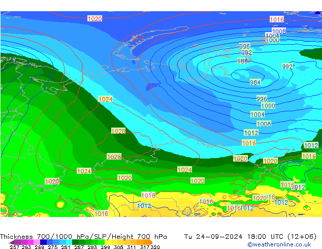 Thck 700-1000 hPa GFS Tu 24.09.2024 18 UTC