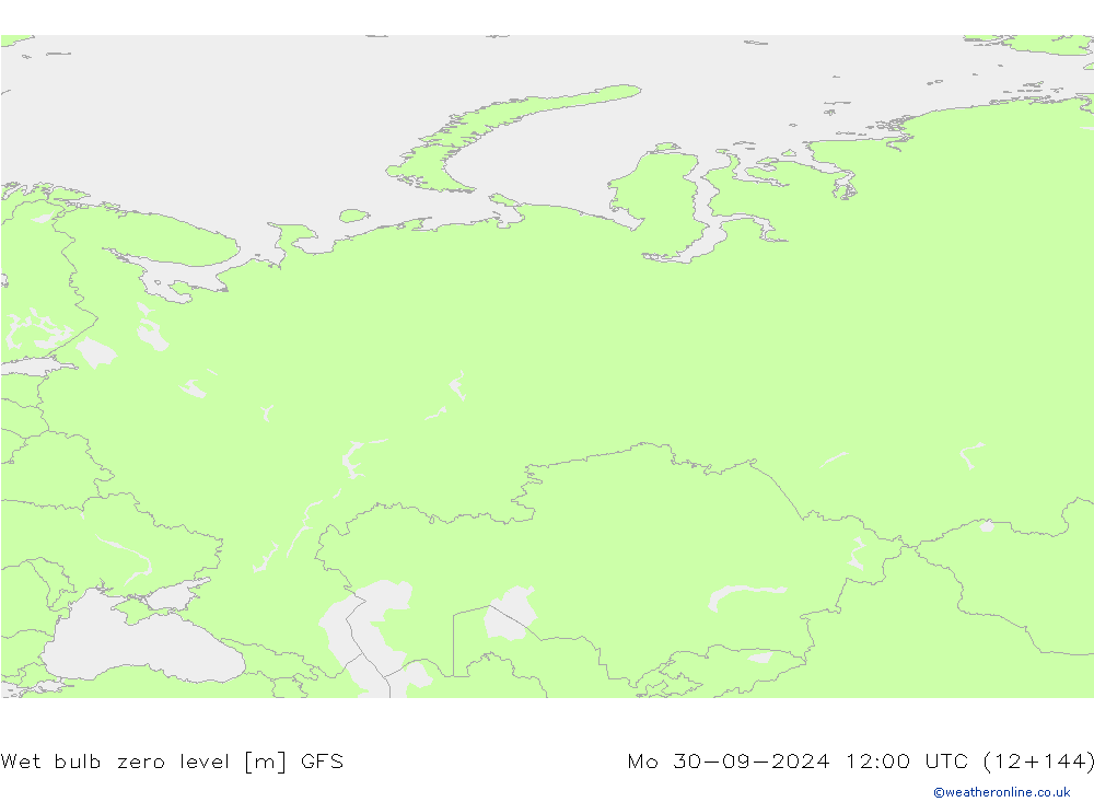 Wet bulb zero level GFS Mo 30.09.2024 12 UTC