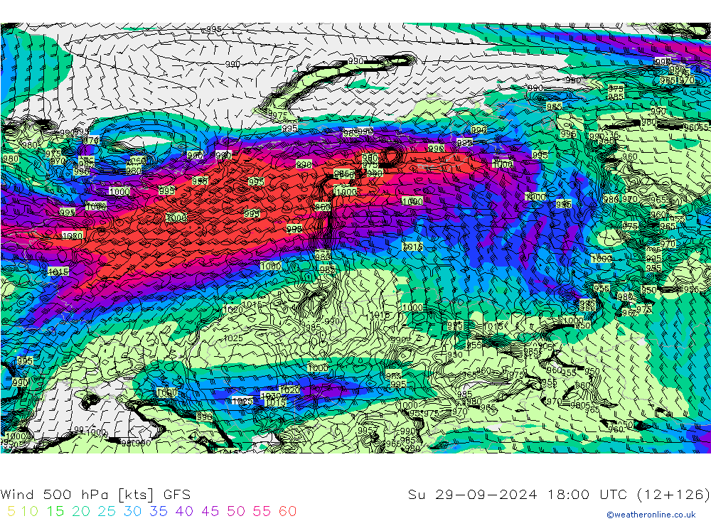 Vento 500 hPa GFS Dom 29.09.2024 18 UTC