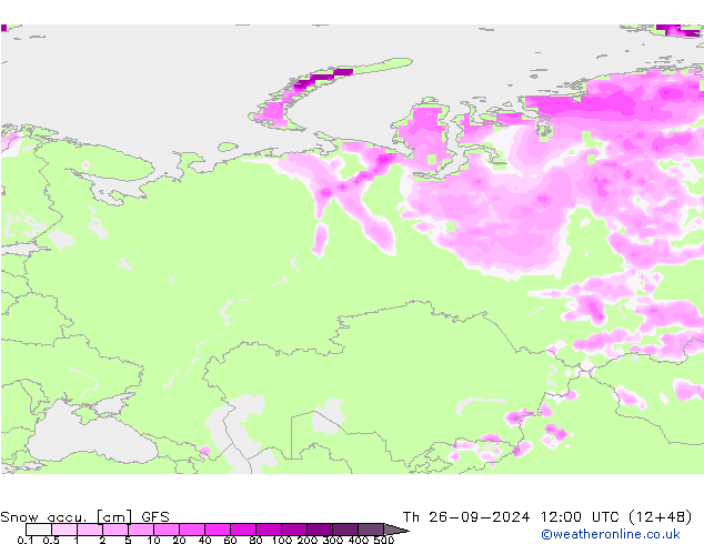 Snow accu. GFS jue 26.09.2024 12 UTC