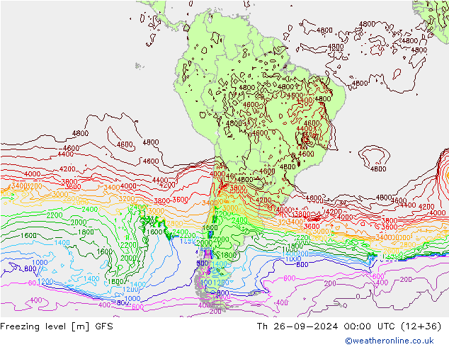 Freezing level GFS jue 26.09.2024 00 UTC