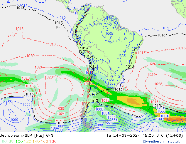 Straalstroom/SLP GFS di 24.09.2024 18 UTC