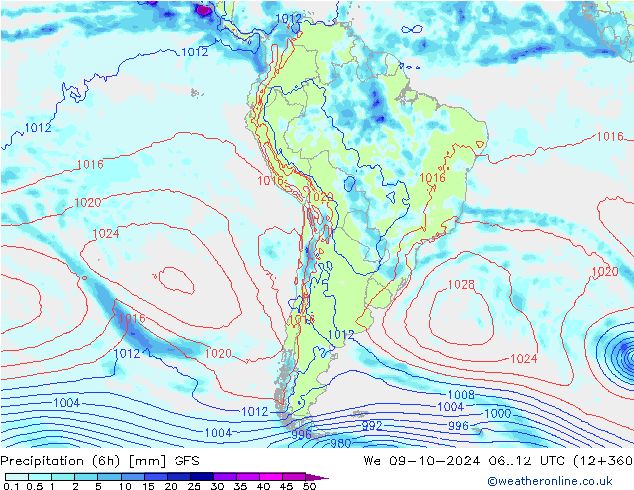 Z500/Rain (+SLP)/Z850 GFS St 09.10.2024 12 UTC