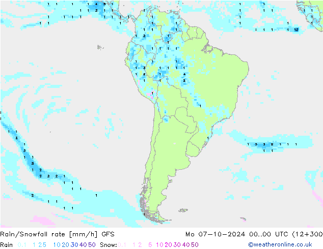 Rain/Snowfall rate GFS  07.10.2024 00 UTC