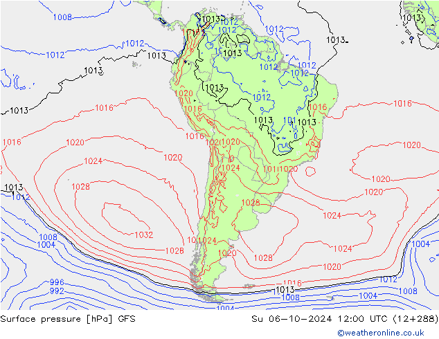 GFS: nie. 06.10.2024 12 UTC