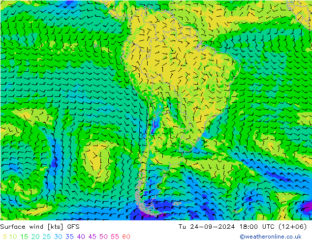 Prec 6h/Wind 10m/950 GFS mar 24.09.2024 18 UTC