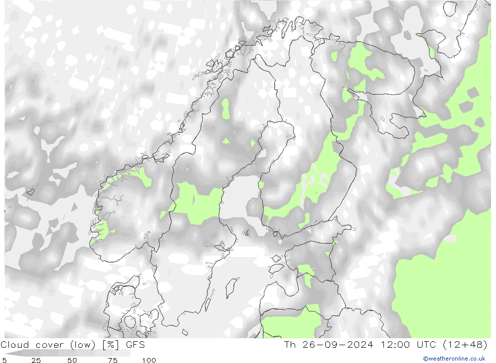 zachmurzenie (niskie) GFS czw. 26.09.2024 12 UTC