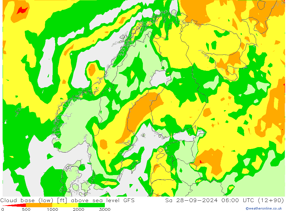 Alçak Bulut Alt Sınırı GFS Cts 28.09.2024 06 UTC