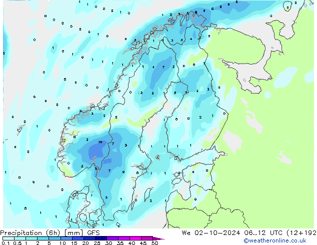 Z500/Rain (+SLP)/Z850 GFS We 02.10.2024 12 UTC