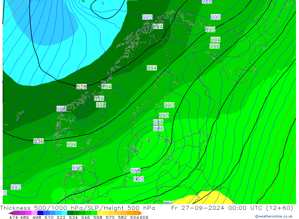 Thck 500-1000hPa GFS September 2024