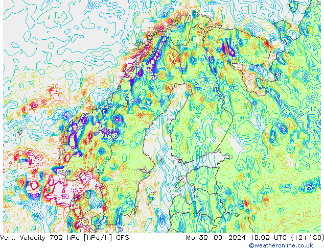 Vert. Velocity 700 hPa GFS Mo 30.09.2024 18 UTC