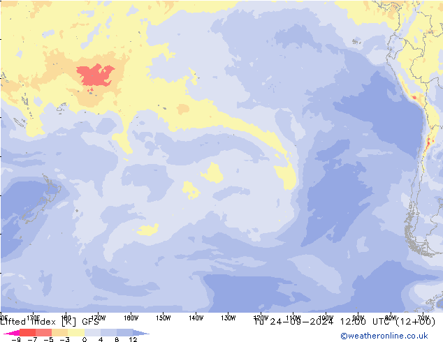 Lifted Index GFS wto. 24.09.2024 12 UTC