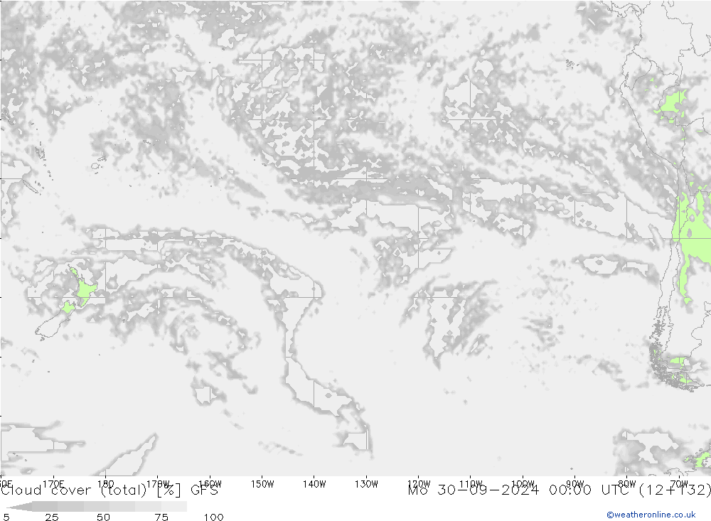 Cloud cover (total) GFS Mo 30.09.2024 00 UTC