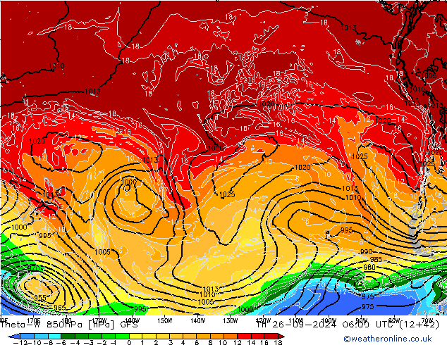 Theta-W 850hPa GFS  26.09.2024 06 UTC