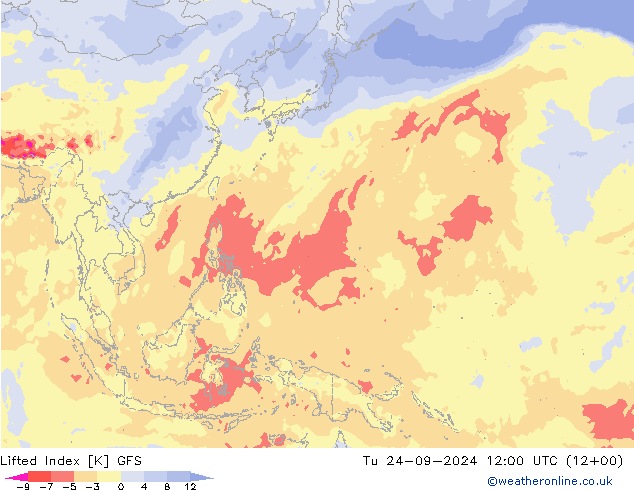 Lifted Index GFS Ter 24.09.2024 12 UTC