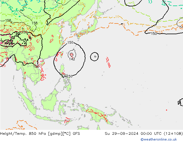 Height/Temp. 850 hPa GFS Su 29.09.2024 00 UTC