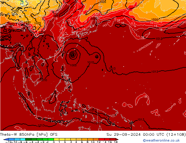 Theta-W 850hPa GFS Su 29.09.2024 00 UTC