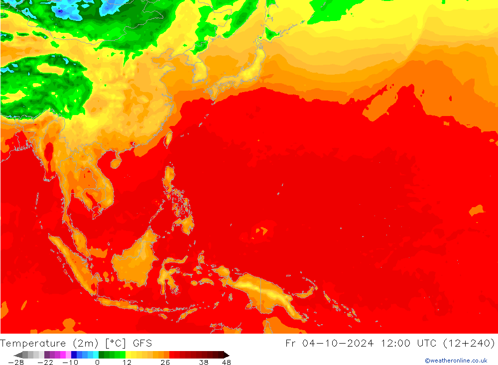 Temperatura (2m) GFS ven 04.10.2024 12 UTC