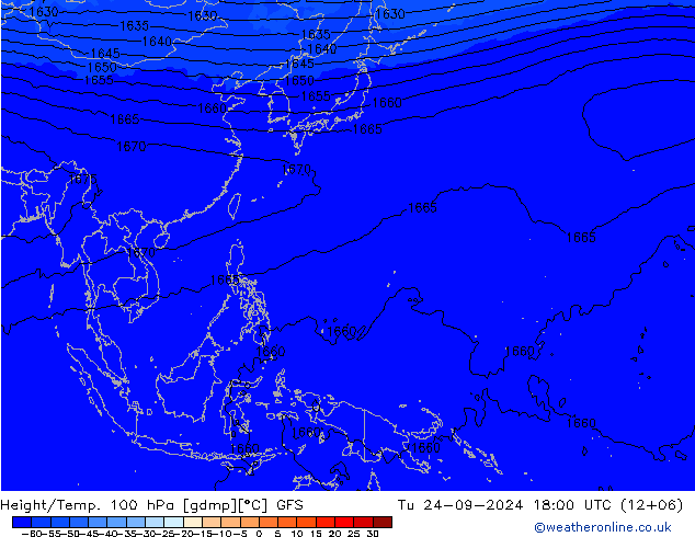 Height/Temp. 100 гПа GFS вт 24.09.2024 18 UTC