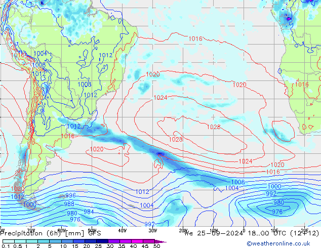 Z500/Rain (+SLP)/Z850 GFS We 25.09.2024 00 UTC