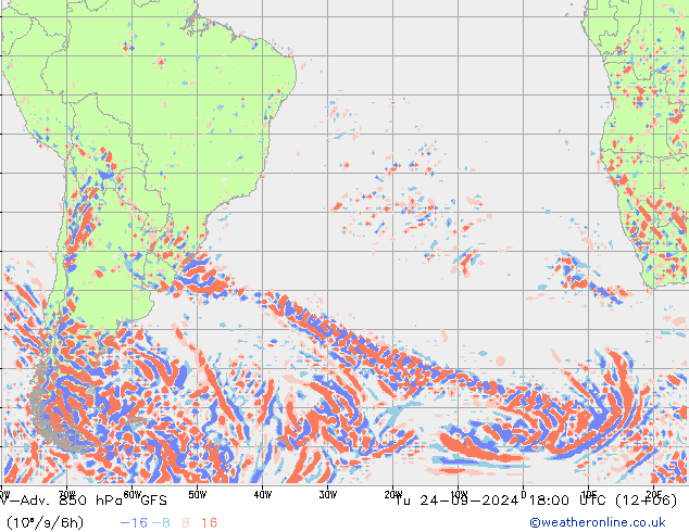 V-Adv. 850 hPa GFS Tu 24.09.2024 18 UTC