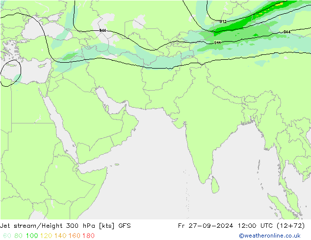 Jet stream/Height 300 hPa GFS Fr 27.09.2024 12 UTC