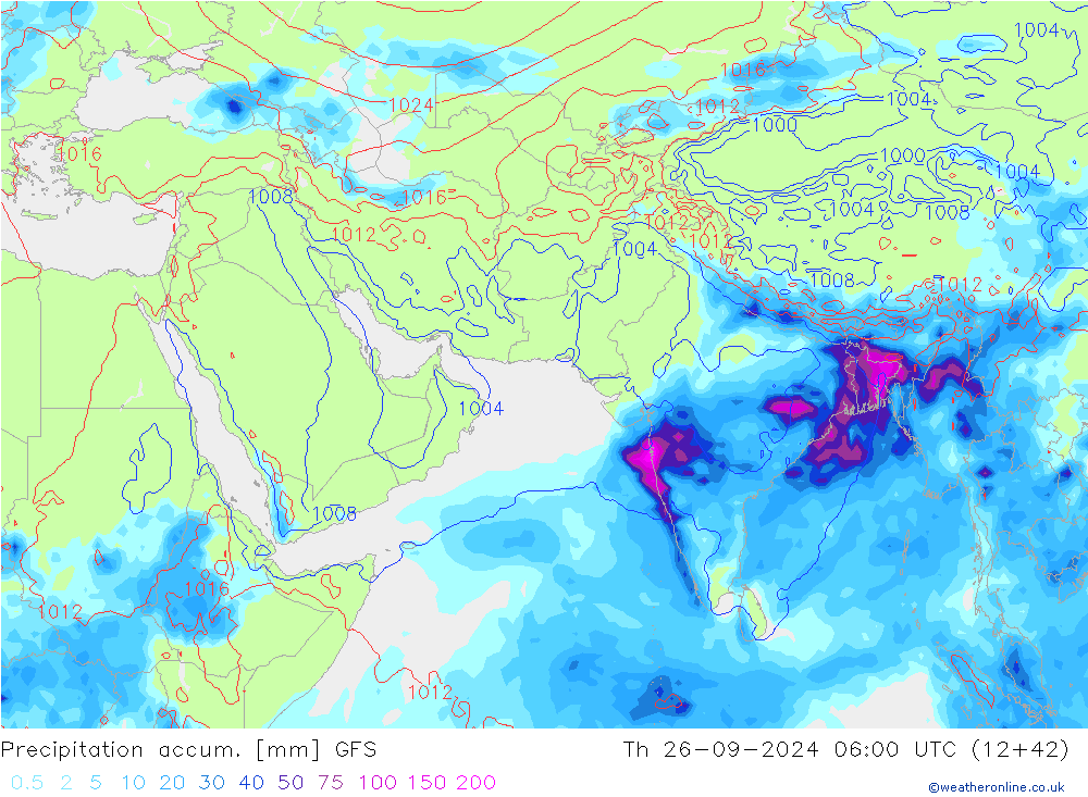 Precipitation accum. GFS чт 26.09.2024 06 UTC