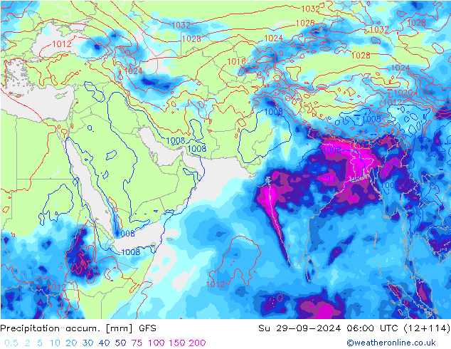 Precipitation accum. GFS Ne 29.09.2024 06 UTC