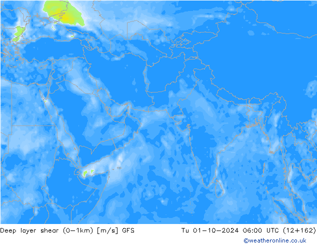 Deep layer shear (0-1km) GFS Outubro 2024