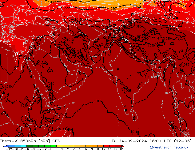 Theta-W 850hPa GFS di 24.09.2024 18 UTC