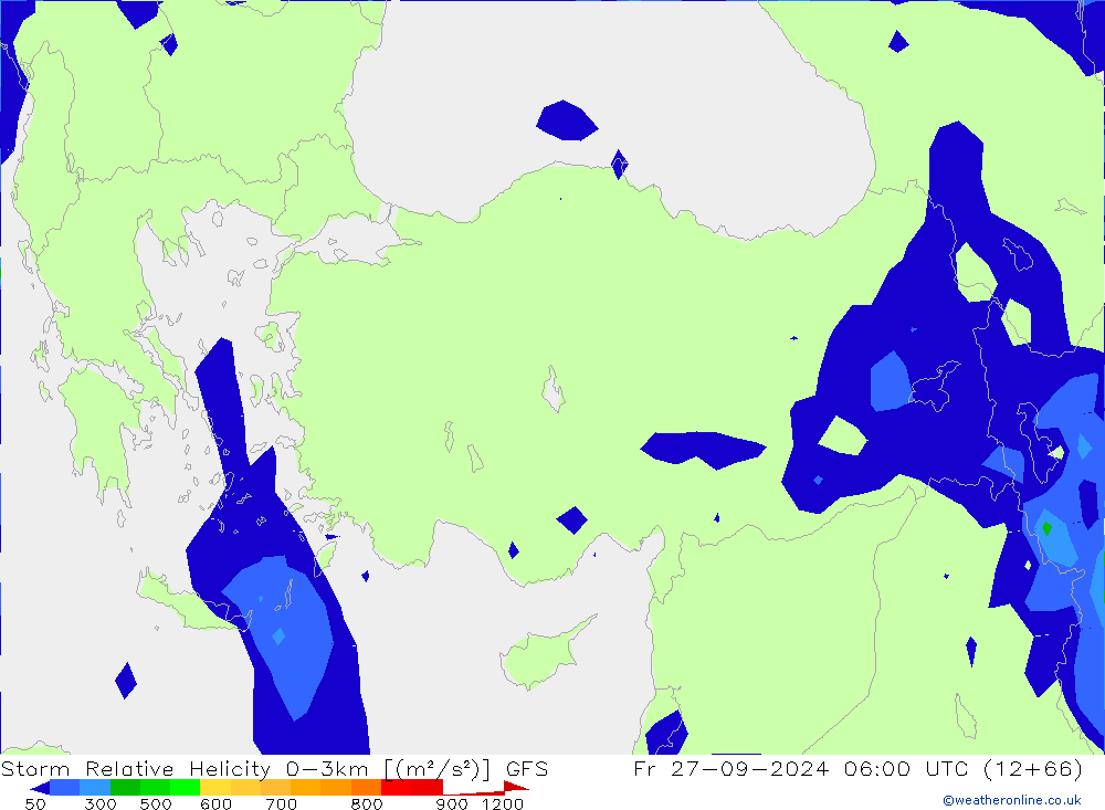 Storm Relative Helicity GFS Fr 27.09.2024 06 UTC