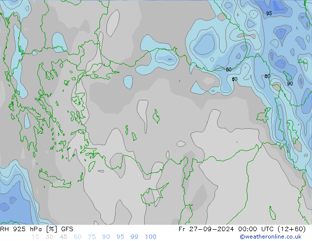 RH 925 hPa GFS pt. 27.09.2024 00 UTC