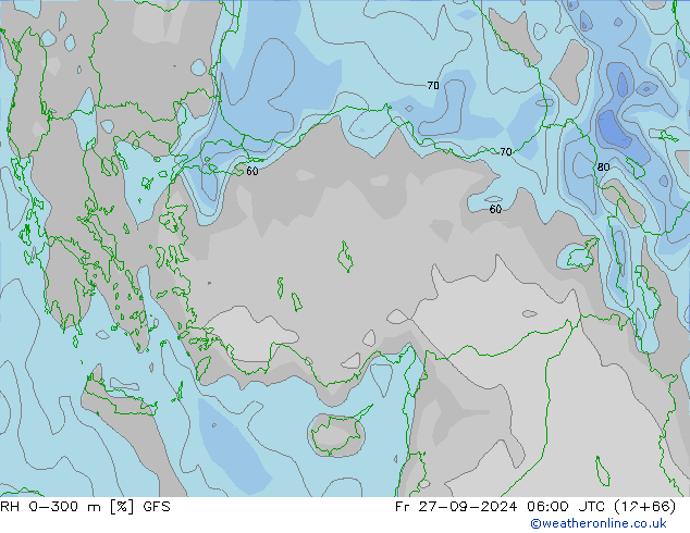 RH 0-300 m GFS Sex 27.09.2024 06 UTC