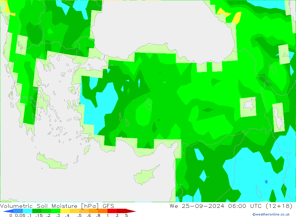 Volumetric Soil Moisture GFS We 25.09.2024 06 UTC