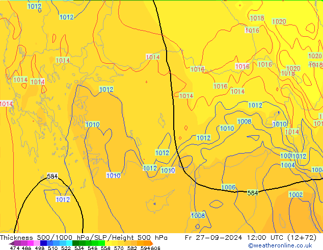 Thck 500-1000гПа GFS пт 27.09.2024 12 UTC