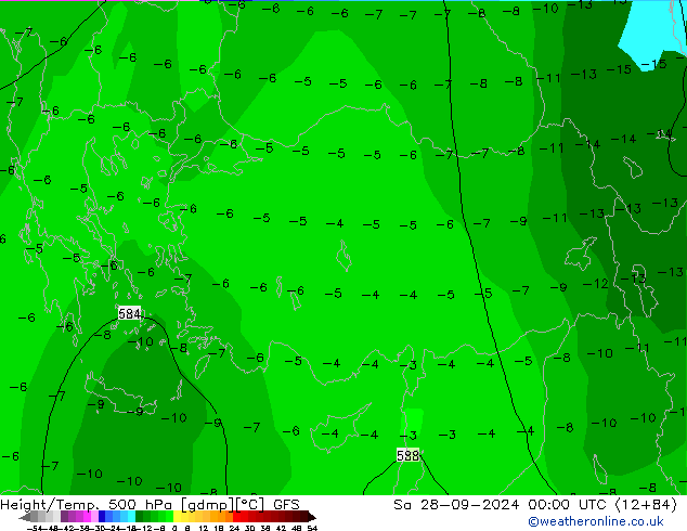 Height/Temp. 500 hPa GFS  28.09.2024 00 UTC