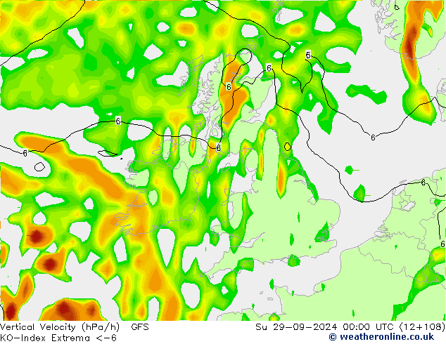 Convection-Index GFS Su 29.09.2024 00 UTC