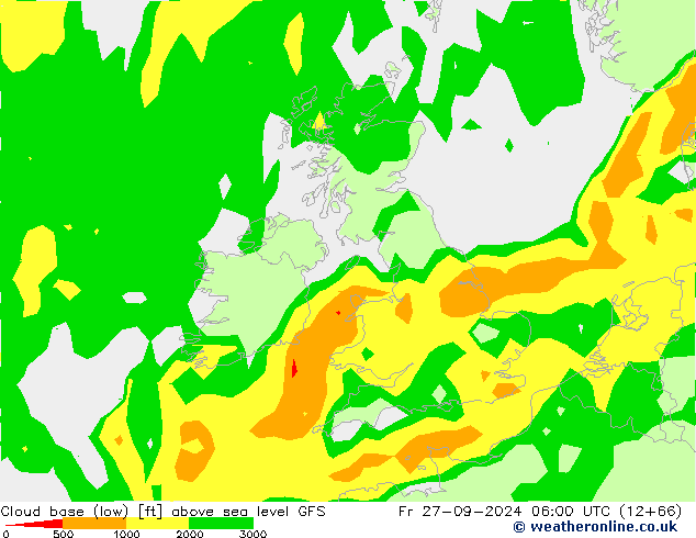 Cloud base (low) GFS пт 27.09.2024 06 UTC