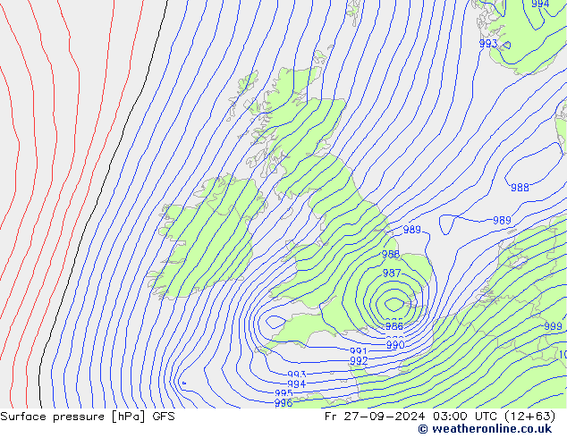 pression de l'air GFS ven 27.09.2024 03 UTC