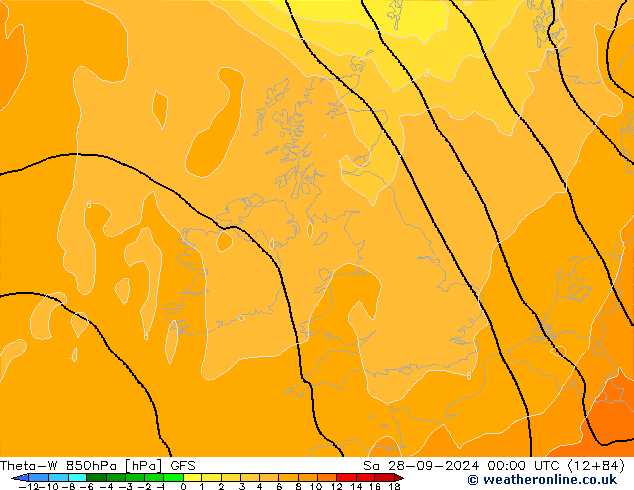 Theta-W 850hPa GFS sab 28.09.2024 00 UTC