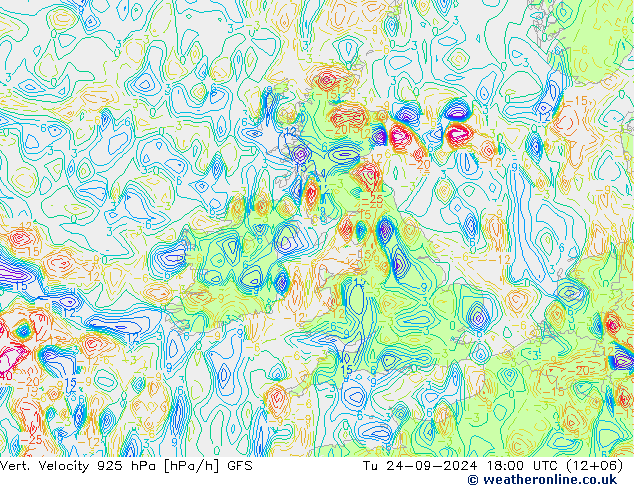 Vert. Velocity 925 hPa GFS Tu 24.09.2024 18 UTC