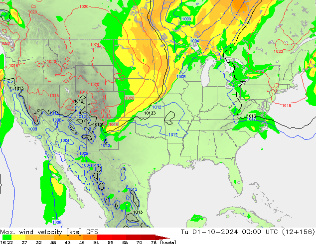 Max. wind velocity GFS Ter 01.10.2024 00 UTC