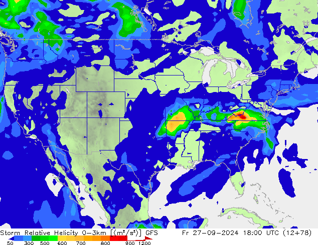 Storm Relative Helicity GFS Fr 27.09.2024 18 UTC