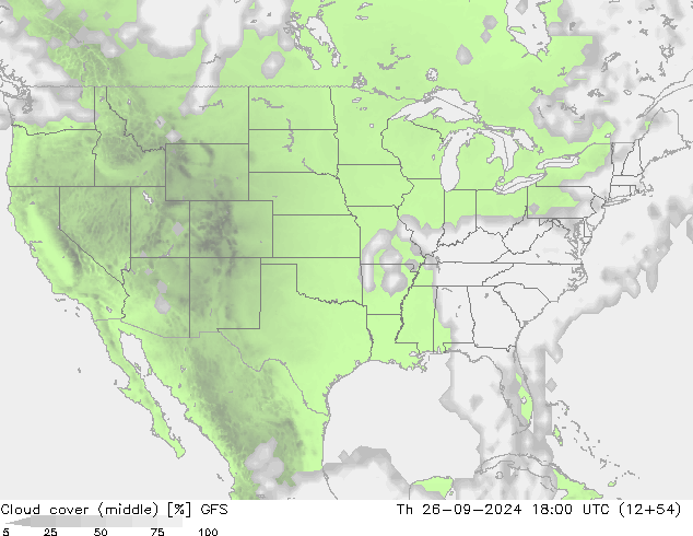 Nuages (moyen) GFS jeu 26.09.2024 18 UTC