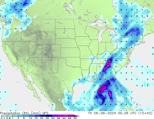 Precipitação (6h) GFS Qui 26.09.2024 06 UTC