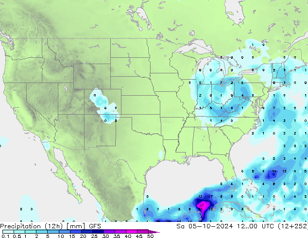 Precipitation (12h) GFS So 05.10.2024 00 UTC