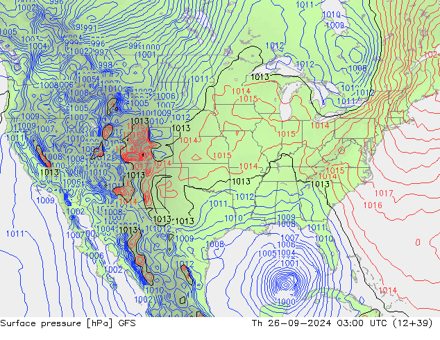 Surface pressure GFS Th 26.09.2024 03 UTC