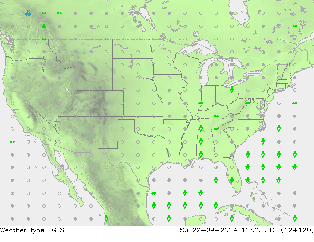 Tipo de precipitación GFS dom 29.09.2024 12 UTC